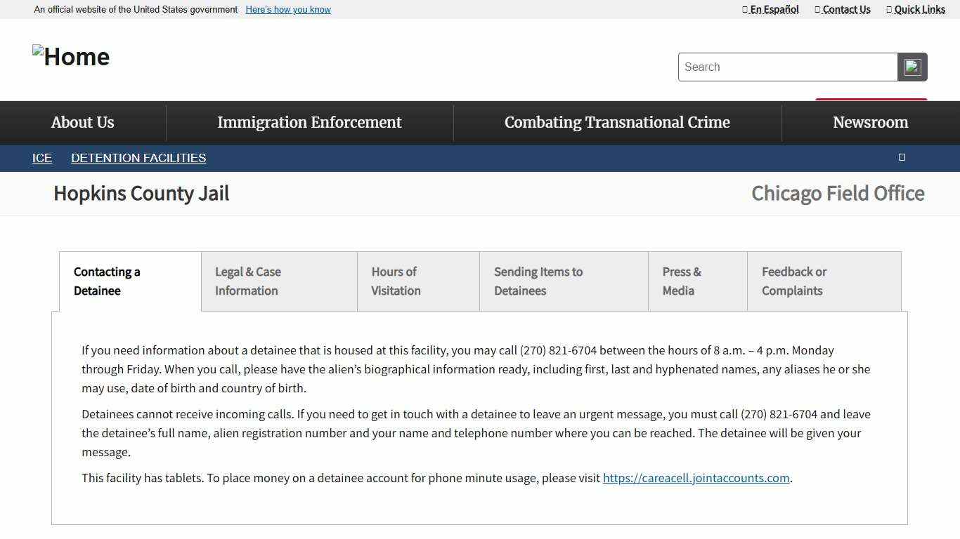 Hopkins County Jail | ICE